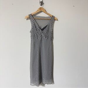 👉 INC International Concepts Petite 100% Silk Striped Dress Size 4P Pre-owned